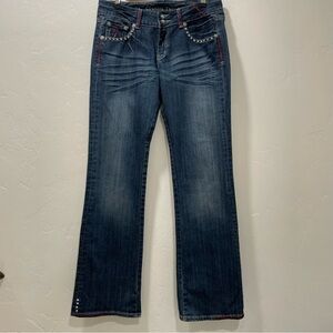 Cowgirl Tuff Co Jeans. Bootcut  Women’s Size 28 Length 33 Studded Red Details